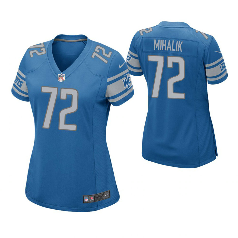 Women Detroit Lions #72 Brian Mihalik Blue Game Jersey Women Detroit Lions #72 Brian Mihalik Blue Game Jersey