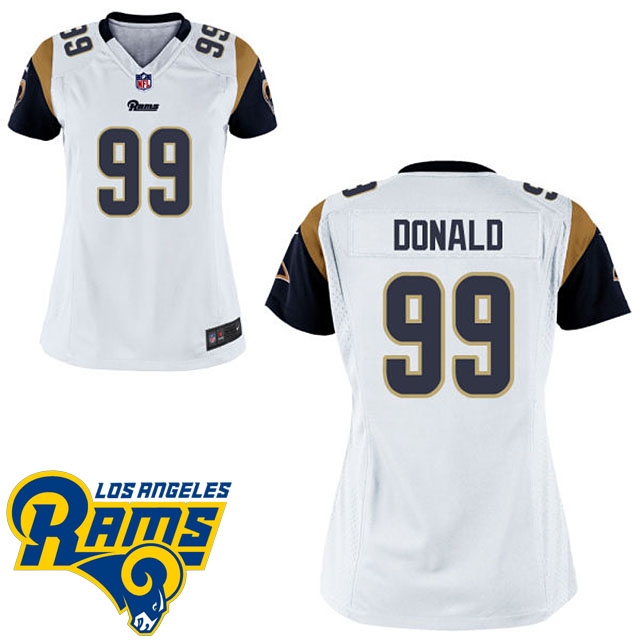 Women Los Angeles Rams #99 Aaron Donald White Game Jersey With Super Bowl LVI Patch