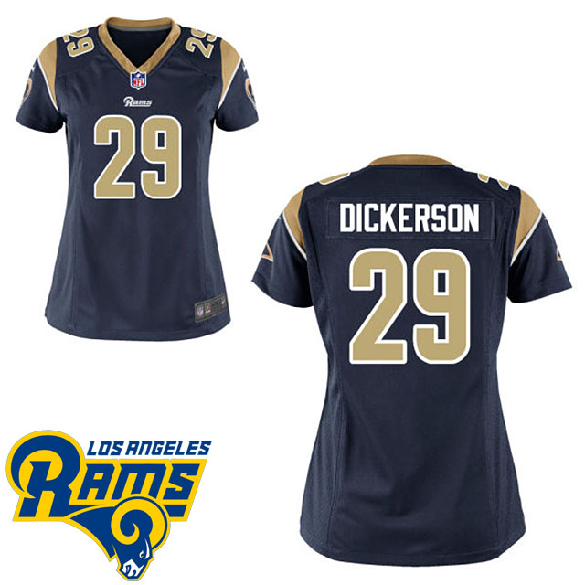 Women Los Angeles Rams #29 Eric Dickerson Navy Blue Game Jersey With Super Bowl LVI Patch