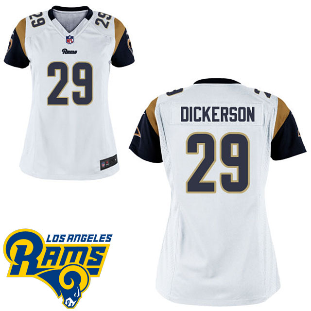 Women Los Angeles Rams #29 Eric Dickerson White Game Jersey With Super Bowl LVI Patch