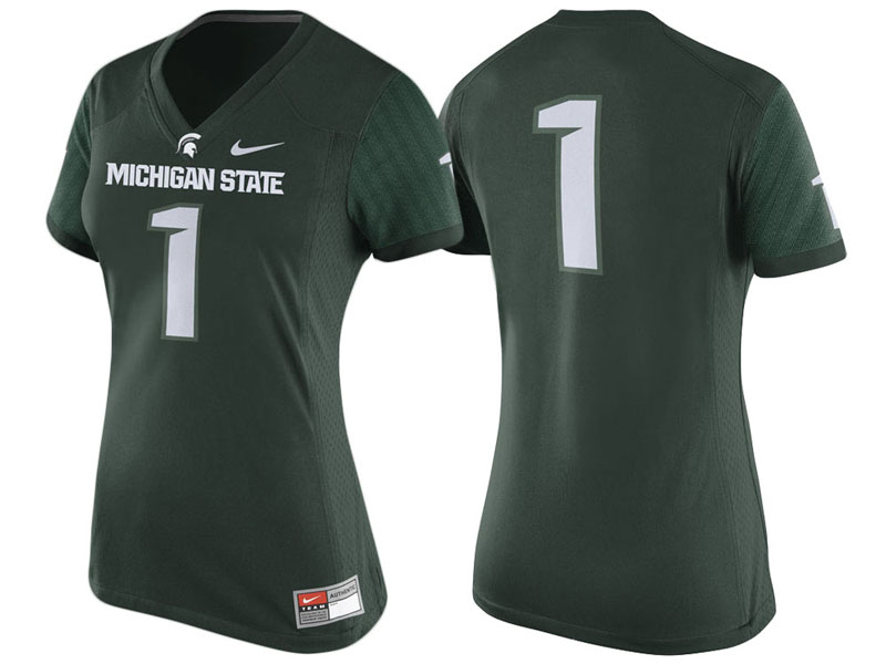 Women Michigan State Spartans #1 Green Game Replica College Football Jersey Women Michigan State Spartans #1 Green Game Replica College Football Jersey
