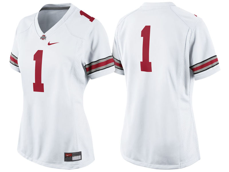 Women Ohio State Buckeyes #1 White Game Replica College Football Jersey Women Ohio State Buckeyes #1 White Game Replica College Football Jersey