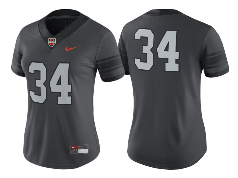 Women Oregon State Beavers #34 Anthracite Game Replica College Football Jersey