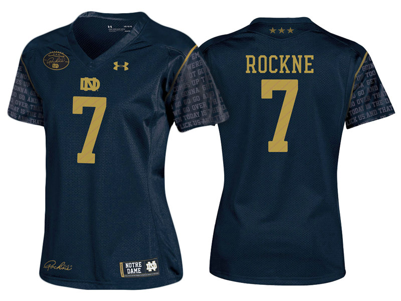 Women Notre Dame Fighting Irish #7 Navy 2017 Knute Rockne Tribute Replica College Football Jersey Women Notre Dame Fighting Irish #7 Navy 2017 Knute Rockne Tribute Replica College Football Jersey