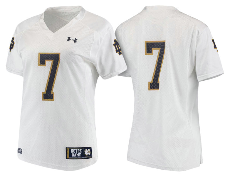 Women Notre Dame Fighting Irish #7 White Replica Performance College Football Jersey Women Notre Dame Fighting Irish #7 White Replica Performance College Football Jersey