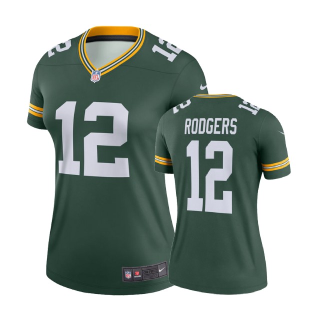Women Green Bay Packers #12 Aaron Rodgers Green Legend Jersey Women Green Bay Packers #12 Aaron Rodgers Green Legend Jersey