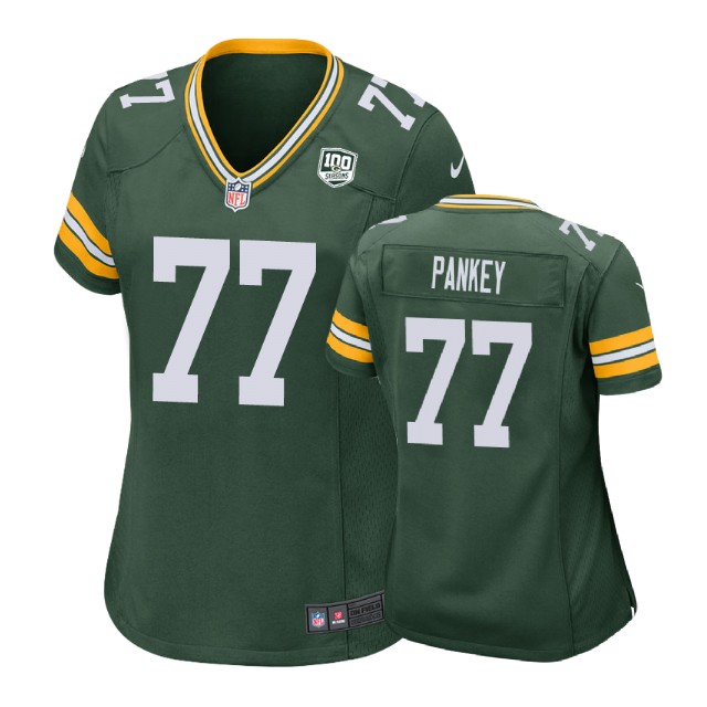Women Green Bay Packers #77 Adam Pankey 100th Anniversary Game Green Jersey