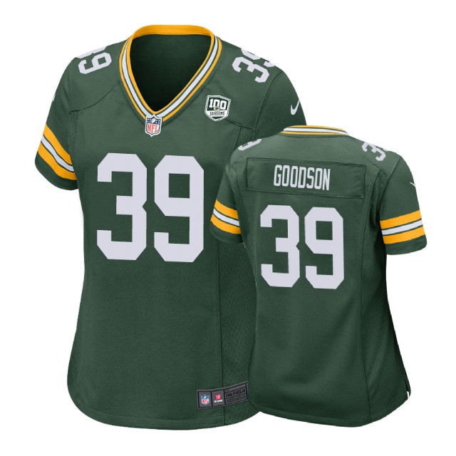 Women Green Bay Packers #39 Demetri Goodson 100th Anniversary Game Green Jersey
