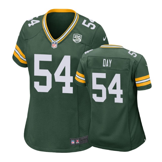 Women Green Bay Packers #54 Dillon Day 100th Anniversary Game Green Jersey Women Green Bay Packers #54 Dillon Day 100th Anniversary Game Green Jersey