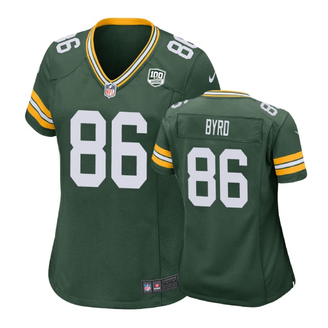Women Green Bay Packers #86 Emanuel Byrd 100th Anniversary Game Green Jersey Women Green Bay Packers #86 Emanuel Byrd 100th Anniversary Game Green Jersey