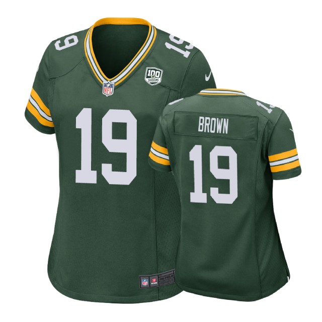 Women Green Bay Packers #19 Equanimeous St. Brown 100th Anniversary Game Green Jersey