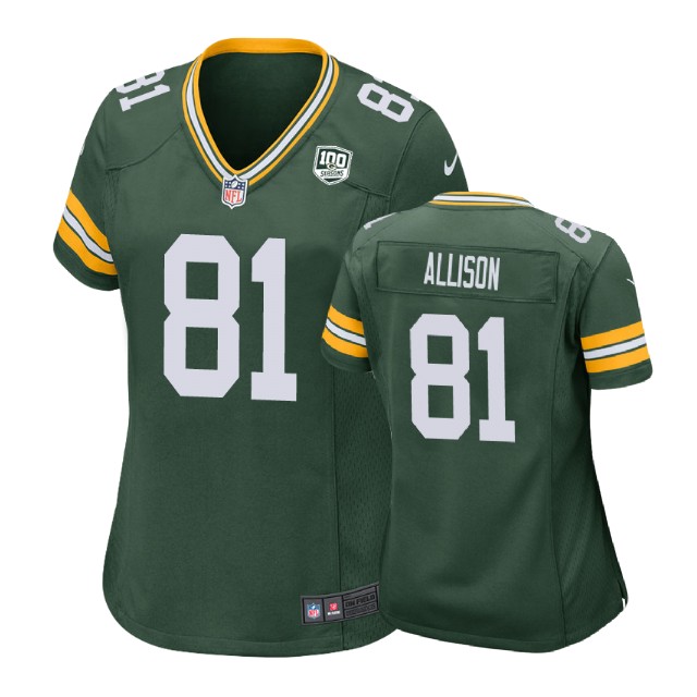 Women Green Bay Packers #81 Geronimo Allison 100th Anniversary Game Green Jersey