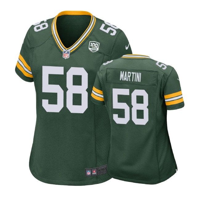 Women Green Bay Packers #58 Greer Martini 100th Anniversary Game Green Jersey Women Green Bay Packers #58 Greer Martini 100th Anniversary Game Green Jersey
