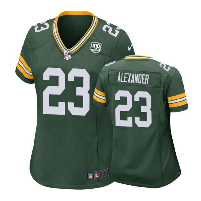 Women Green Bay Packers #23 Jaire Alexander 100th Anniversary Game Green Jersey