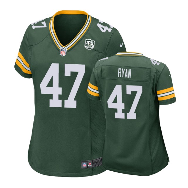 Women Green Bay Packers #47 Jake Ryan 100th Anniversary Game Green Jersey Women Green Bay Packers #47 Jake Ryan 100th Anniversary Game Green Jersey