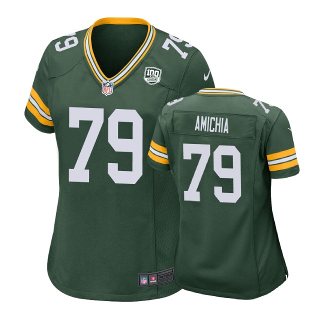 Women Green Bay Packers #79 Kofi Amichia 100th Anniversary Game Green Jersey Women Green Bay Packers #79 Kofi Amichia 100th Anniversary Game Green Jersey
