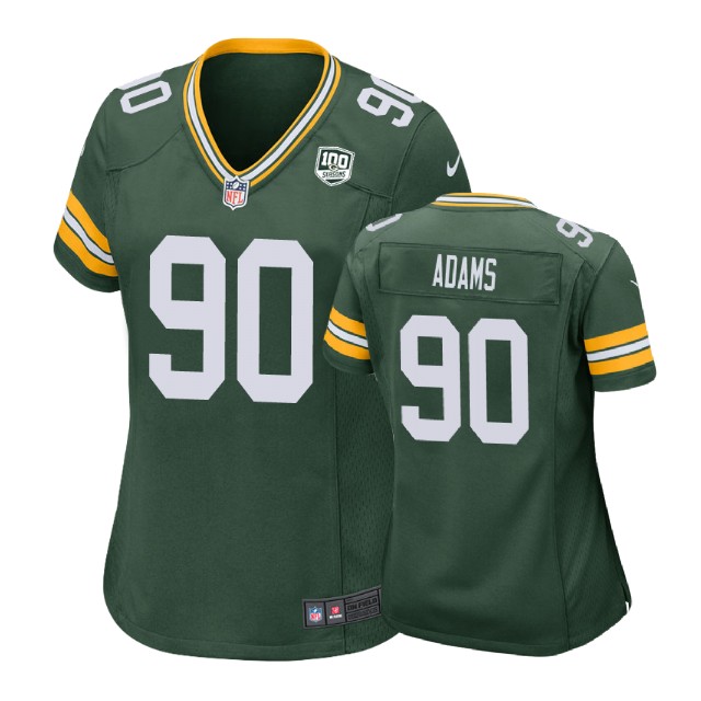 Women Green Bay Packers #90 Montravius Adams 100th Anniversary Game Green Jersey Women Green Bay Packers #90 Montravius Adams 100th Anniversary Game Green Jersey