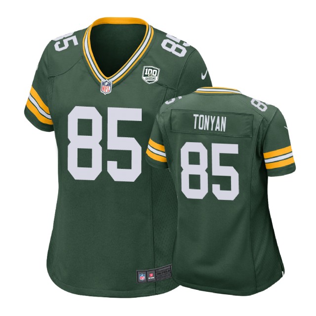 Women Green Bay Packers #85 Robert Tonyan 100th Anniversary Game Green Jersey Women Green Bay Packers #85 Robert Tonyan 100th Anniversary Game Green Jersey