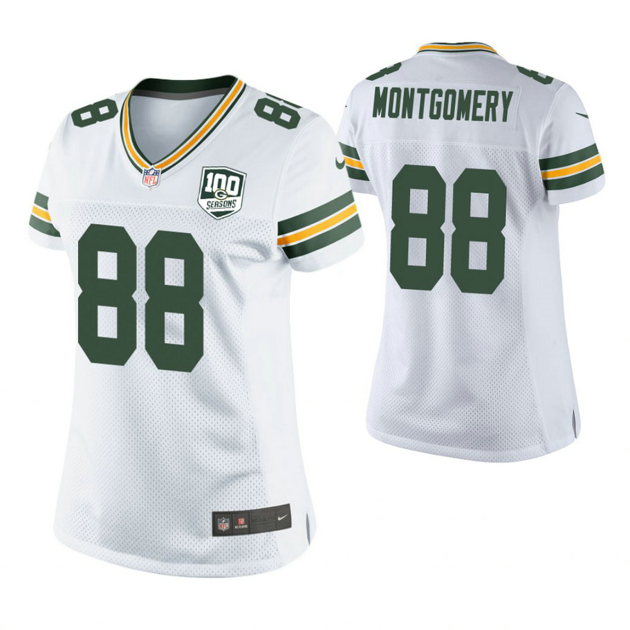Women Green Bay Packers #88 Ty Montgomery White 100th Anniversary Game Jersey Women Green Bay Packers #88 Ty Montgomery White 100th Anniversary Game Jersey