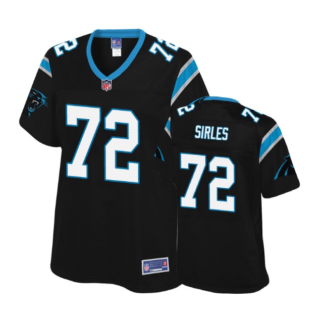 Women Carolina Panthers #72 Jeremiah Sirles Black Pro Line Player Jersey