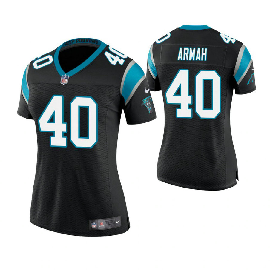 Women Carolina Panthers #40 Alexander Armah Black Game Jersey