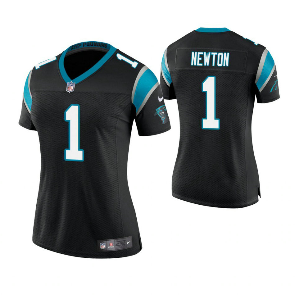 Women Carolina Panthers #1 Cam Newton Black Game Jersey