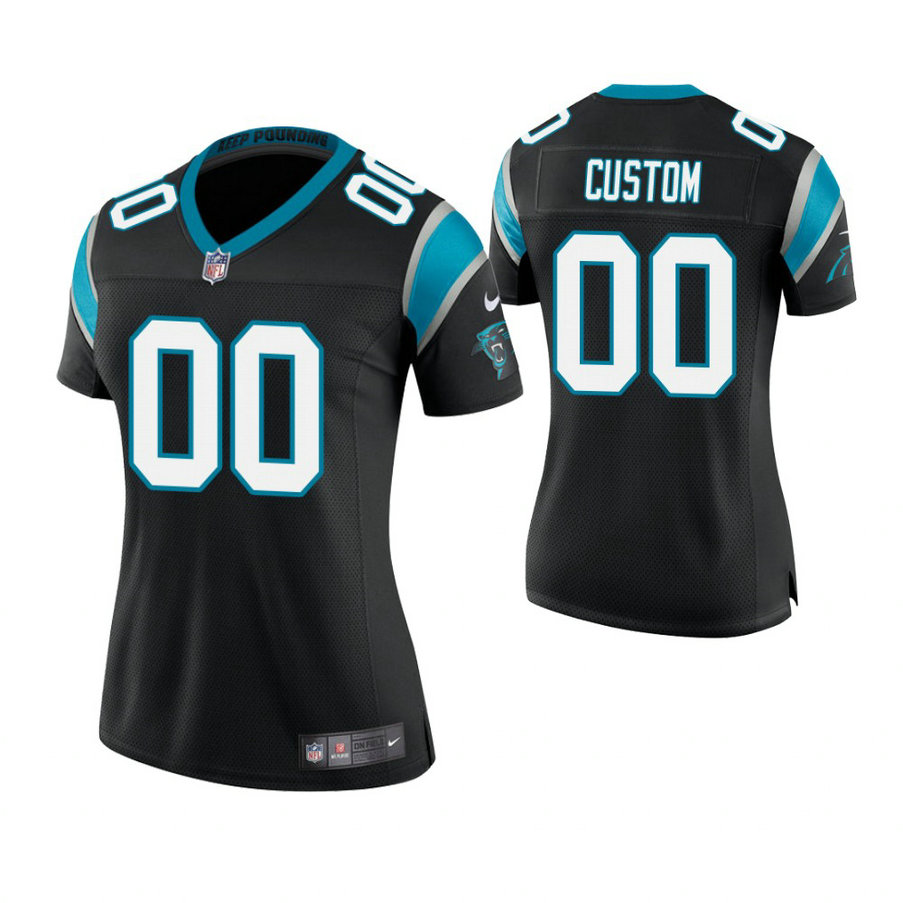 Women Carolina Panthers Black Game Customized Jersey