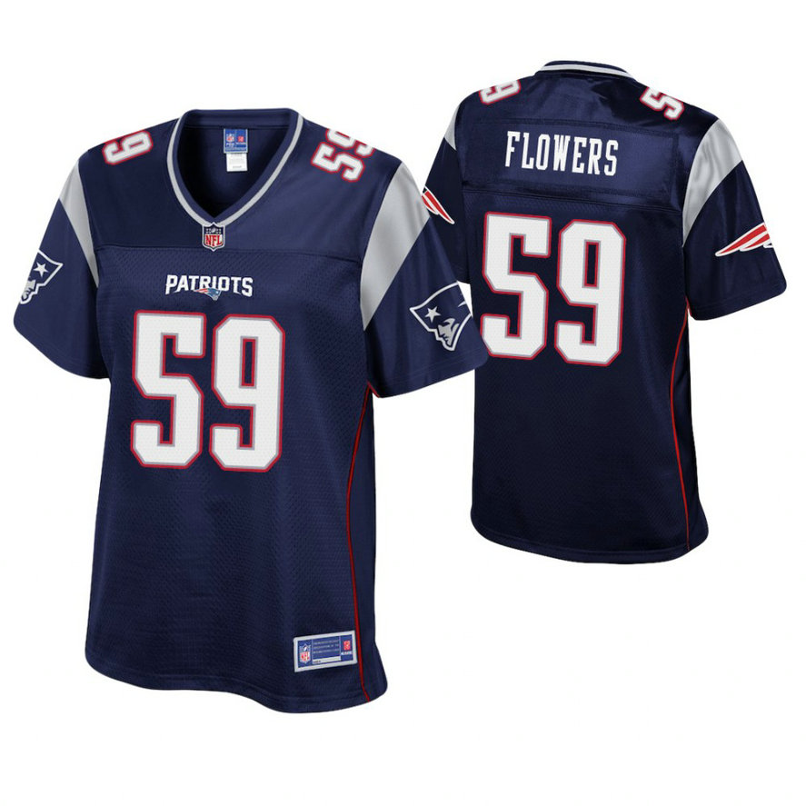 Women New England Patriots #59 Marquis Flowers Navy Pro Line Player Jersey