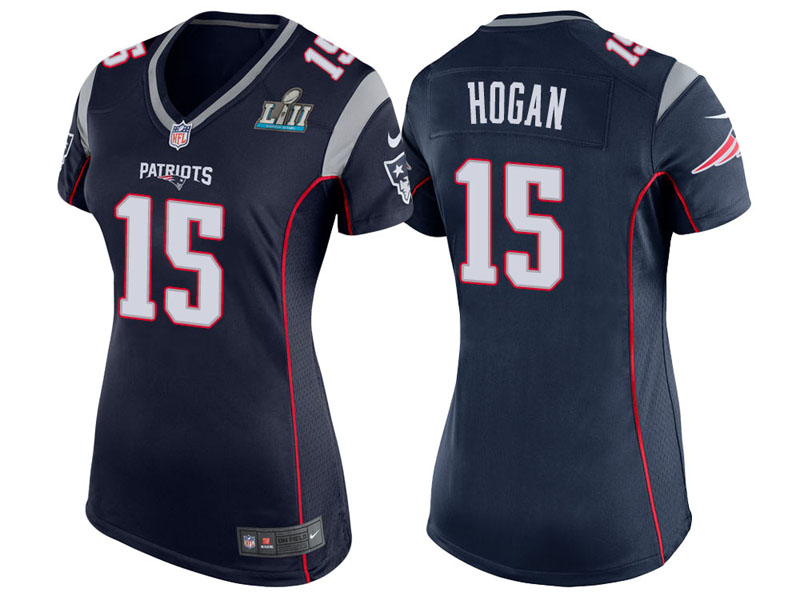 Women New England Patriots #15 Chris Hogan Navy Super Bowl LII Bound Game Jersey