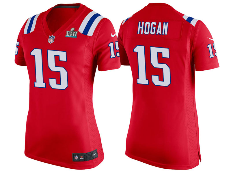 Women New England Patriots #15 Chris Hogan Red Super Bowl LII Bound Game Jersey