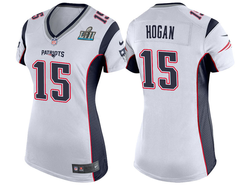Women New England Patriots #15 Chris Hogan White Super Bowl LII Bound Game Jersey