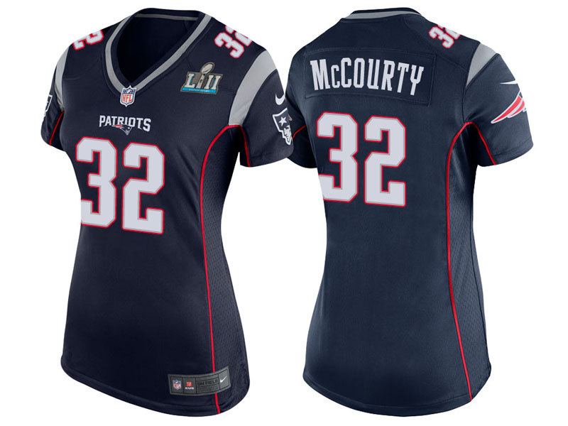 Women New England Patriots #32 Devin McCourty Navy Super Bowl LII Bound Game Jersey
