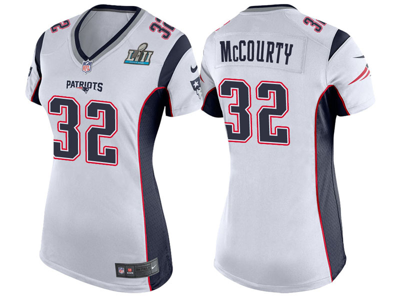 Women New England Patriots #32 Devin McCourty White Super Bowl LII Bound Game Jersey