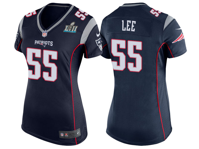 Women New England Patriots #55 Eric Lee Navy Super Bowl LII Bound Game Jersey