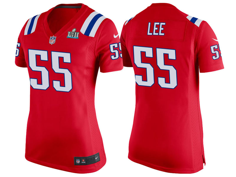 Women New England Patriots #55 Eric Lee Red Super Bowl LII Bound Game Jersey