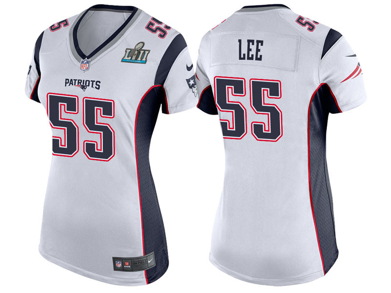 Women New England Patriots #55 Eric Lee White Super Bowl LII Bound Game Jersey
