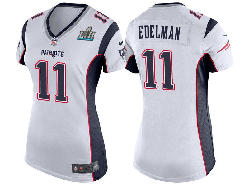Women New England Patriots #11 Julian Edelman White Super Bowl LII Bound Game Jersey