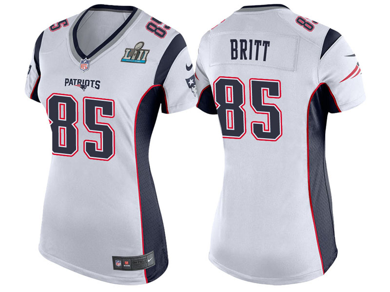 Women New England Patriots #85 Kenny Britt White Super Bowl LII Bound Game Jersey Women New England Patriots #85 Kenny Britt White Super Bowl LII Bound Game Jersey