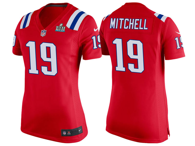 Women New England Patriots #19 Malcolm Mitchell Red Super Bowl LII Bound Game Jersey