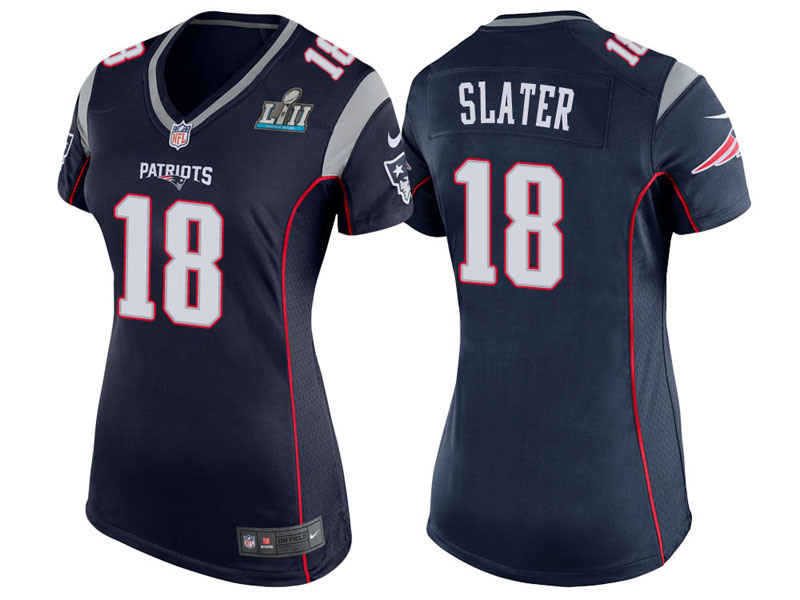 Women New England Patriots #18 Matthew Slater Navy Super Bowl LII Bound Game Jersey Women New England Patriots #18 Matthew Slater Navy Super Bowl LII Bound Game Jersey