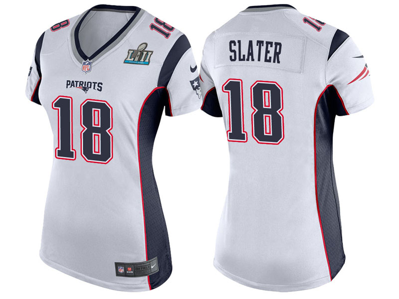 Women New England Patriots #18 Matthew Slater White Super Bowl LII Bound Game Jersey Women New England Patriots #18 Matthew Slater White Super Bowl LII Bound Game Jersey
