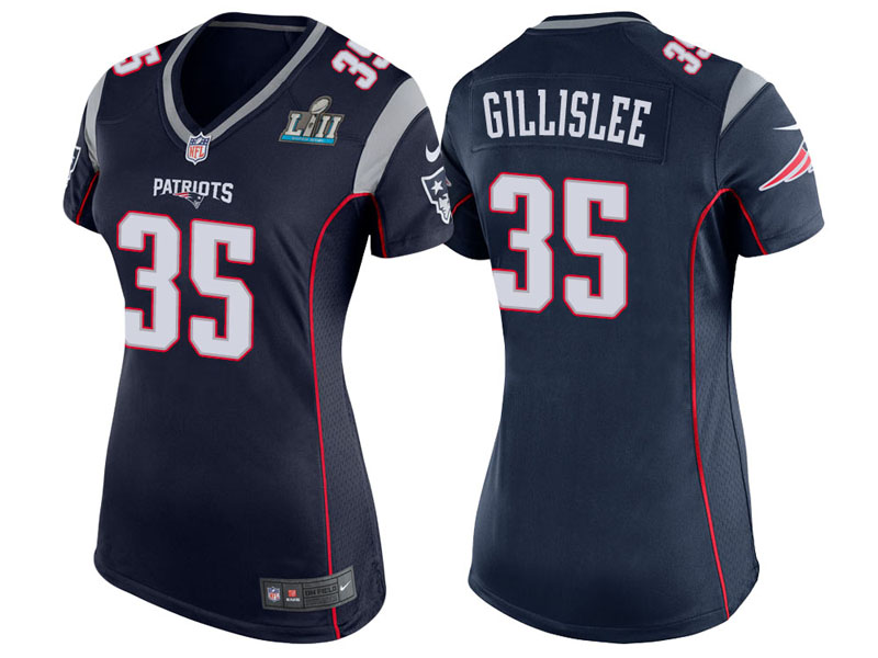 Women New England Patriots #35 Mike Gillislee Navy Super Bowl LII Bound Game Jersey Women New England Patriots #35 Mike Gillislee Navy Super Bowl LII Bound Game Jersey