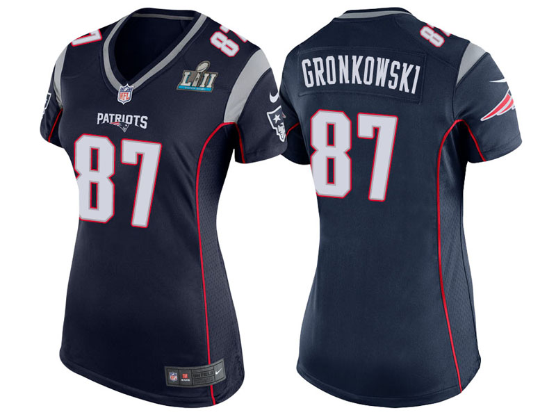 Women New England Patriots #87 Rob Gronkowski Navy Super Bowl LII Bound Game Jersey Women New England Patriots #87 Rob Gronkowski Navy Super Bowl LII Bound Game Jersey