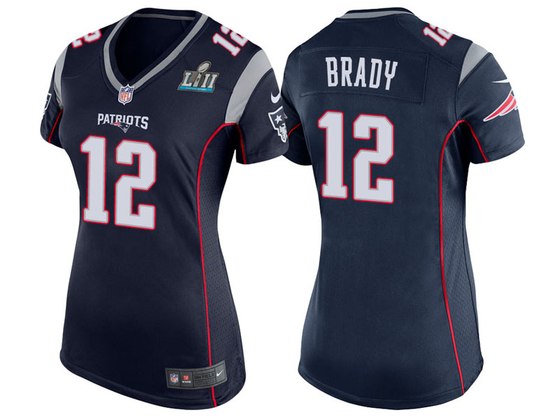 Women New England Patriots #12 Tom Brady Navy Super Bowl LII Bound Game Jersey Women New England Patriots #12 Tom Brady Navy Super Bowl LII Bound Game Jersey