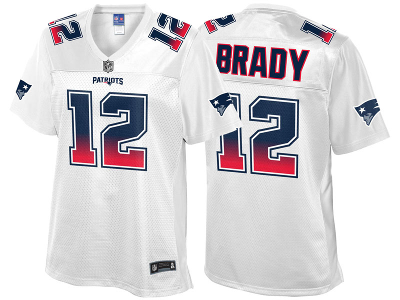 Women New England Patriots #12 Tom Brady White Fade Fashion Jersey Women New England Patriots #12 Tom Brady White Fade Fashion Jersey
