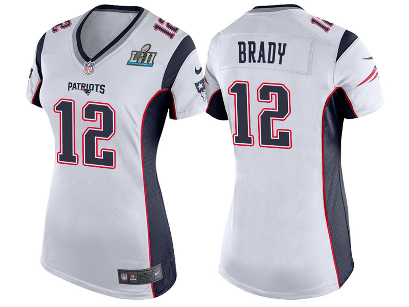 Women New England Patriots #12 Tom Brady White Super Bowl LII Bound Game Jersey Women New England Patriots #12 Tom Brady White Super Bowl LII Bound Game Jersey