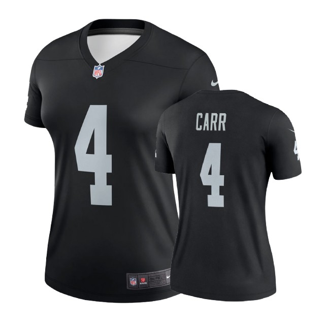 Women Oakland Raiders #4 Derek Carr Black Legend Jersey
