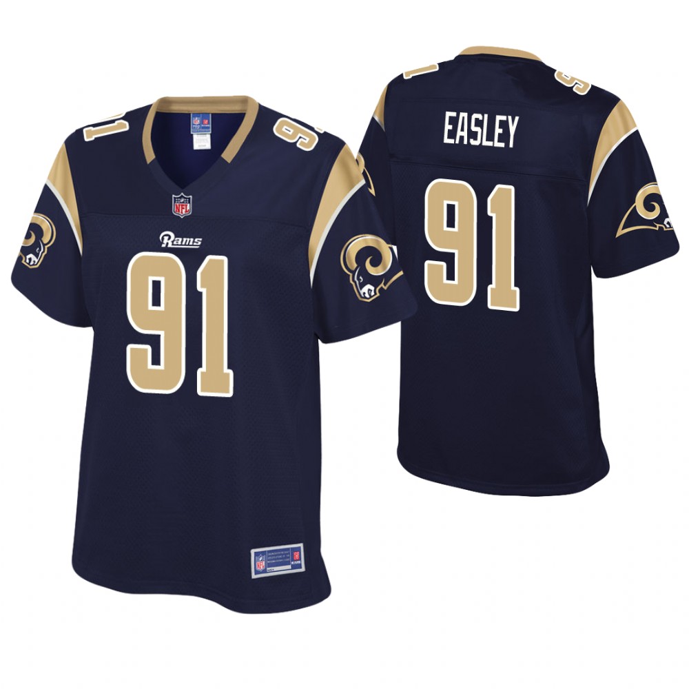 Women Los Angeles Rams #91 Dominique Easley Navy Pro Line Player Jersey With Super Bowl LVI Patch