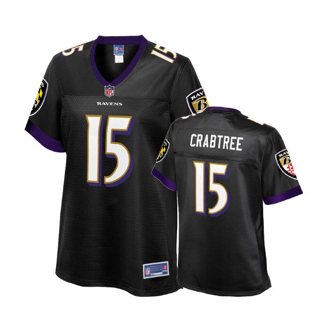 Women Baltimore Ravens #15 Michael Crabtree Black Player Jersey Women Baltimore Ravens #15 Michael Crabtree Black Player Jersey
