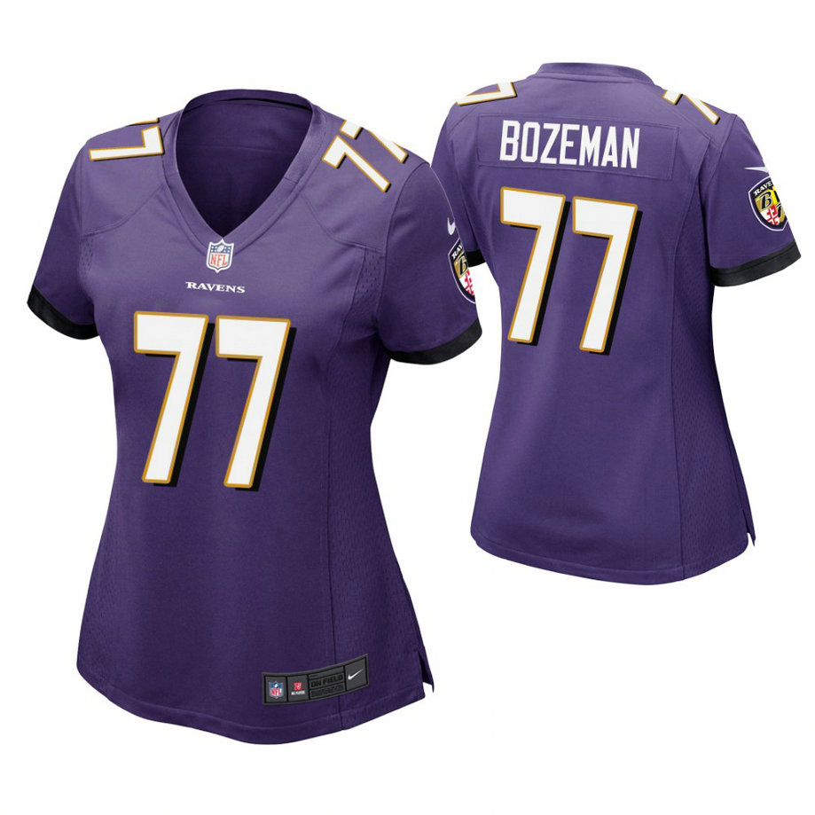 Women Baltimore Ravens #77 Bradley Bozeman Purple Game Jersey Women Baltimore Ravens #77 Bradley Bozeman Purple Game Jersey